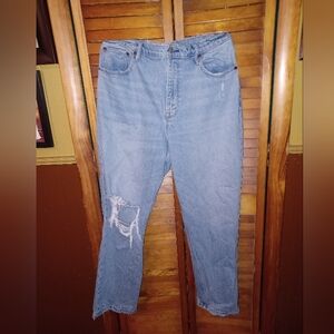 Vintage 90's Abercrombie & Fitch Light Blue Distressd Straight Leg Jeans Size 14